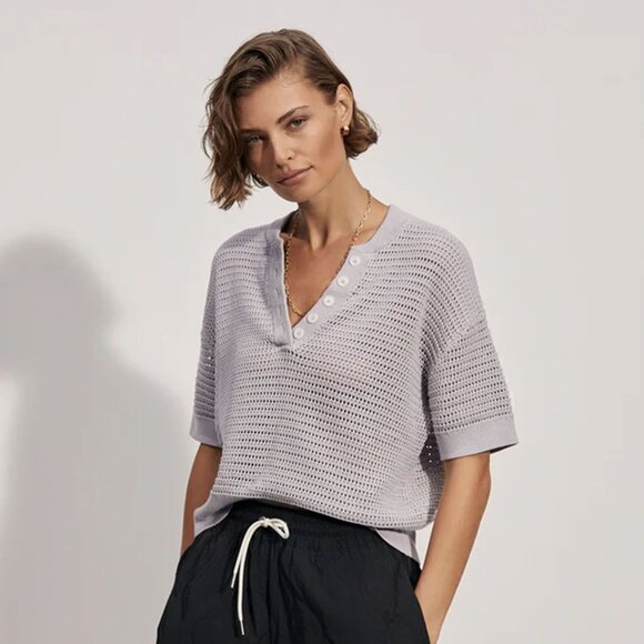 Varley Light Gray V-Neck Sweater - Picture 1 of 11